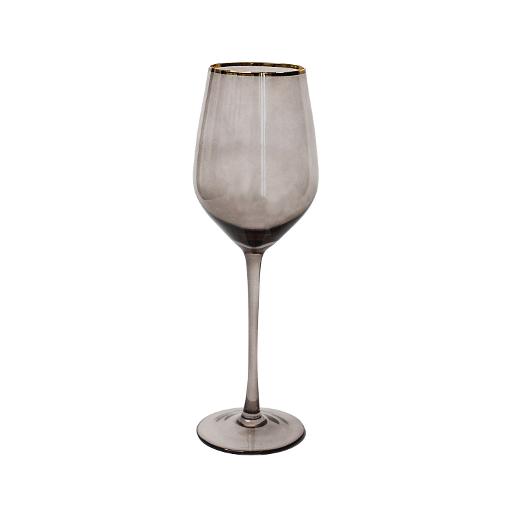 Gold Rim Smoke Wine Glass