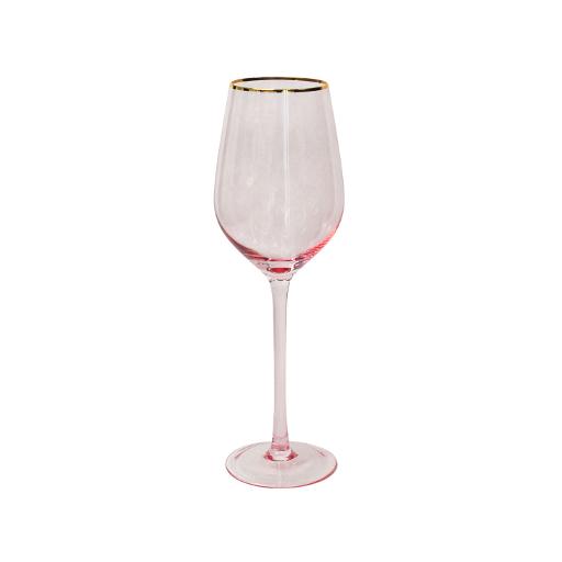 Gold Rim Pink Wine Glass