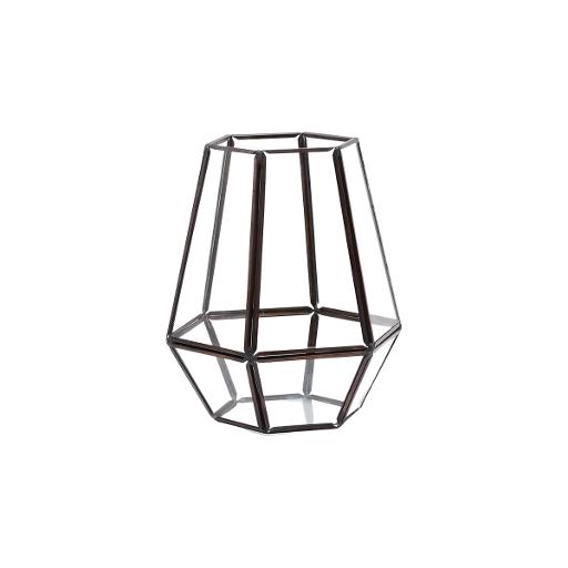 6" Geometric Black Frame Glass Lantern