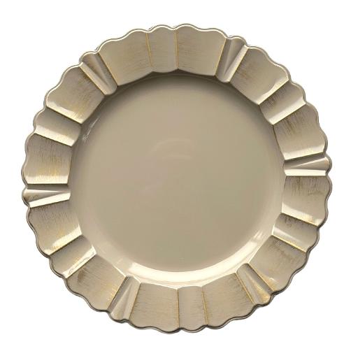 Taupe Gilded Scallop Charger Plate