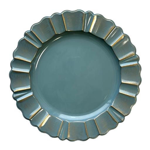Blue Gilded Scallop Charger Plate