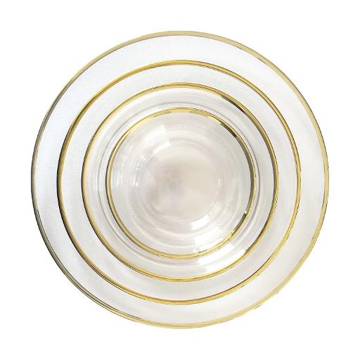 Gold Rimmed Clear Glass Plateware Set