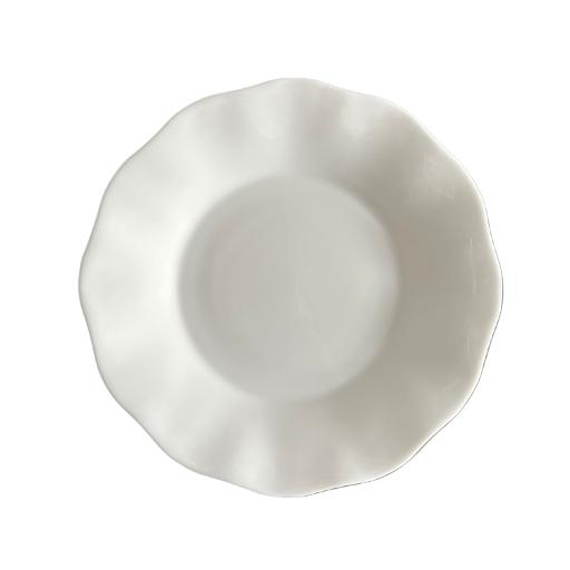 White Glass Petal 10" Dinner Plate