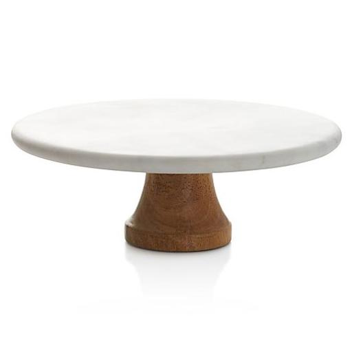 Marble and Wood 12" Cake Stand
