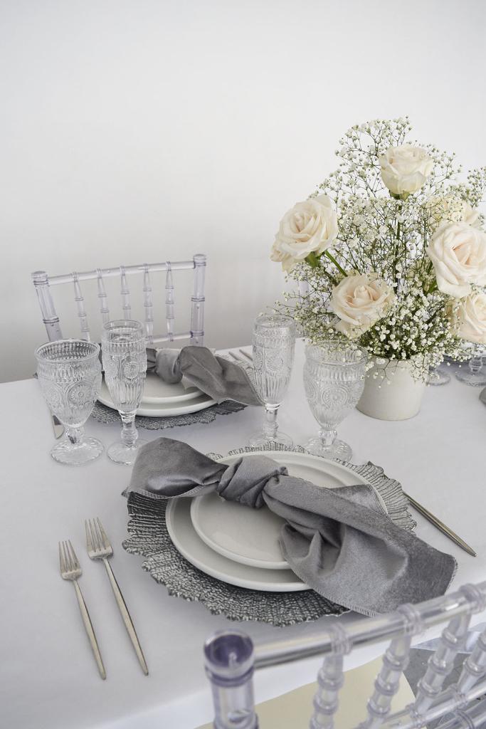 Silver and white holiday table