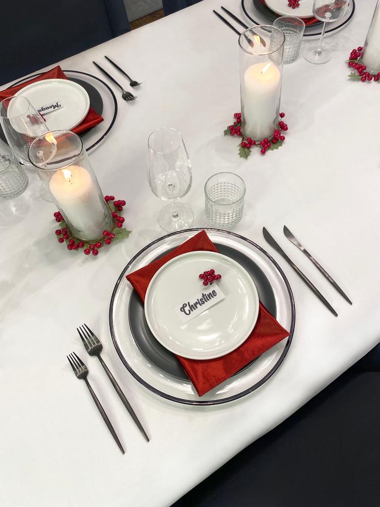 Merry and modern holiday tablescape